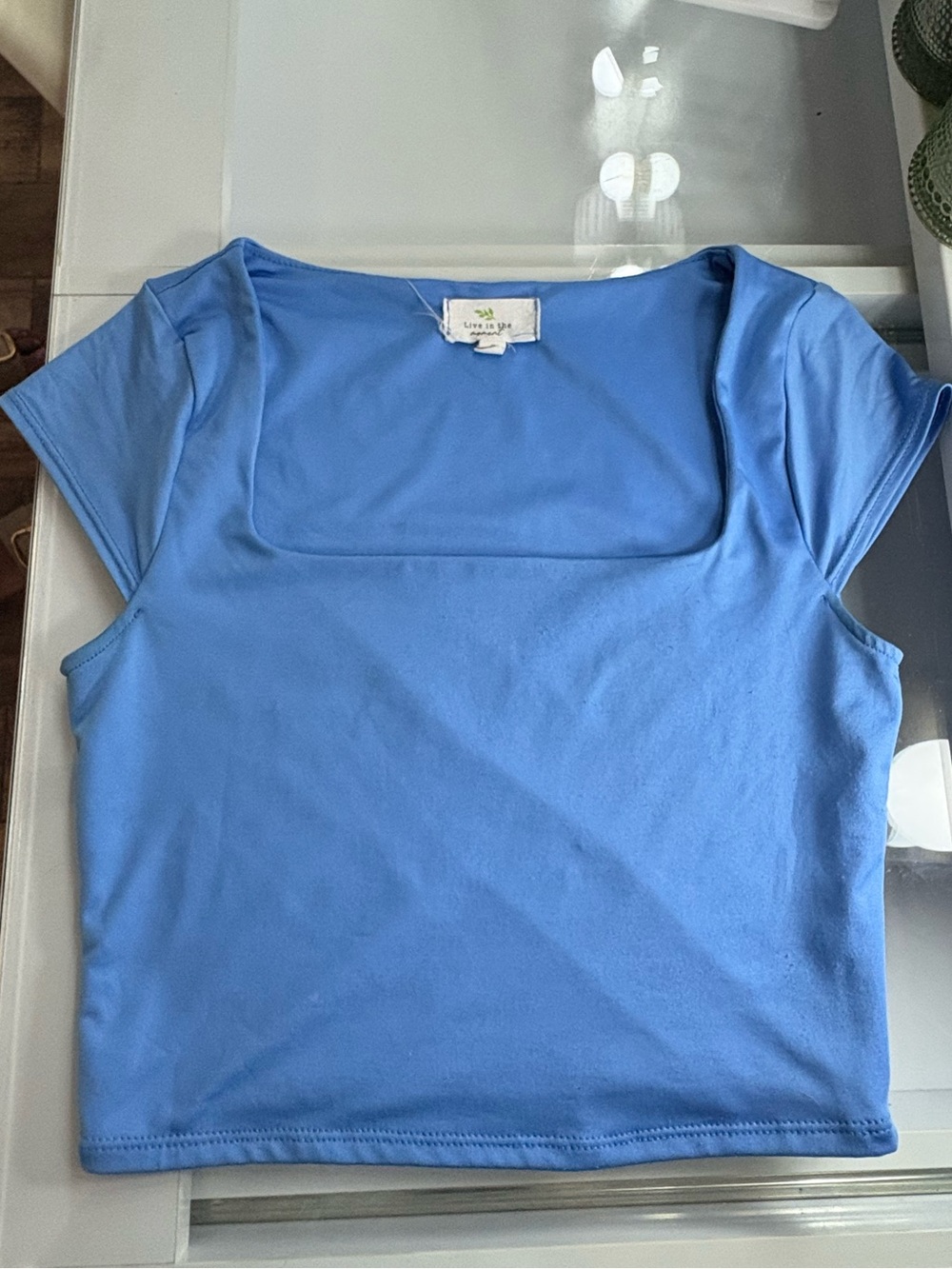Square Neck Crop Top in Sky Blue